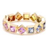 PARTY-COLORED SAPPHIRE PRINCESS-CUT BEZELED ETERNAL RING