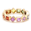 PARTY-COLORED SAPPHIRE PRINCESS-CUT BEZELED ETERNAL RING