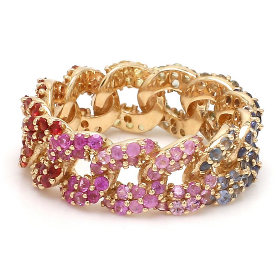 PARTY-COLORED SAPPHIRE CHAIN RING