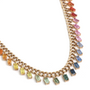 PARTY-COLORED SAPPHIRE EMERALD-CUT CHAIN NECKLACE