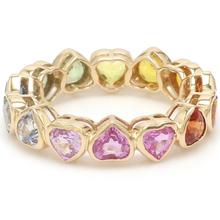  PARTY-COLORED SAPPHIRE HEART BEZELED ETERNAL RING