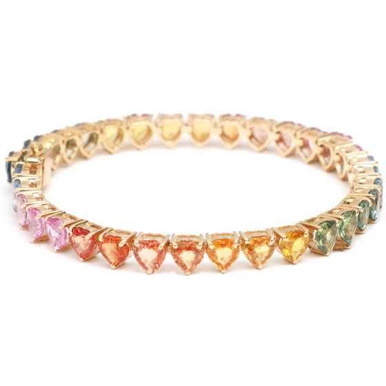 PARTY-COLORED SAPPHIRE HEART TENNIS BRACELET