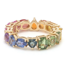  PARTY-COLORED SAPPHIRE MIX-SHAPE ETERNAL RING