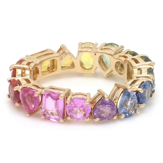 PARTY-COLORED SAPPHIRE MIX-SHAPE ETERNAL RING