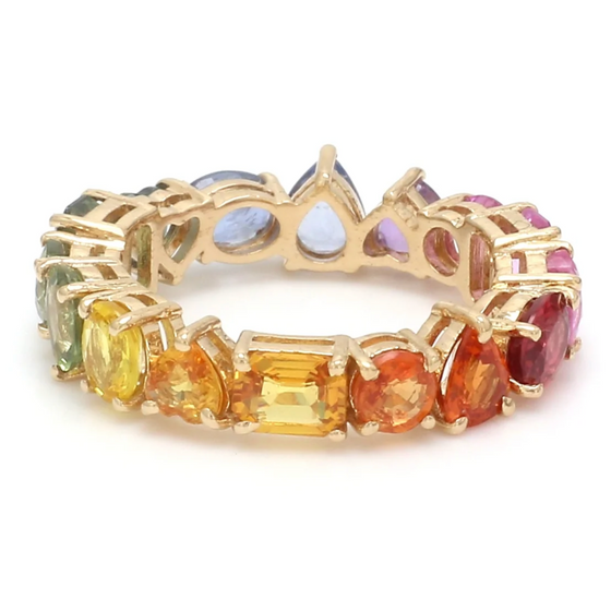 PARTY-COLORED SAPPHIRE MIX-SHAPE ETERNAL RING