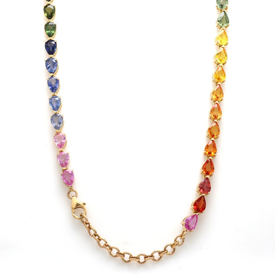 PARTY-COLORED PEAR-FECTION TENNIS NECKLACE