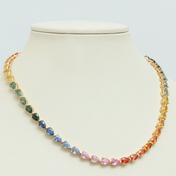 PARTY-COLORED PEAR-FECTION TENNIS NECKLACE