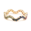 PARTY-COLORED SAPPHIRE WAVE THIN BAND