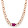 RUBY HEART CUBAN CHAIN NECKLACE