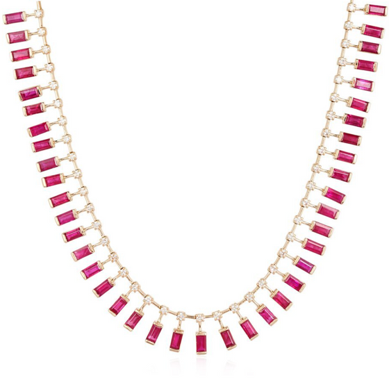 DIAMOND & RUBY FRINGE NECKLACE