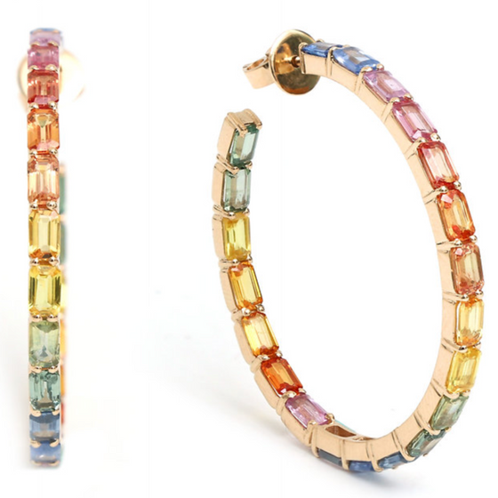 PARTY-COLORED SAPPHIRE SKINNY HOOPS