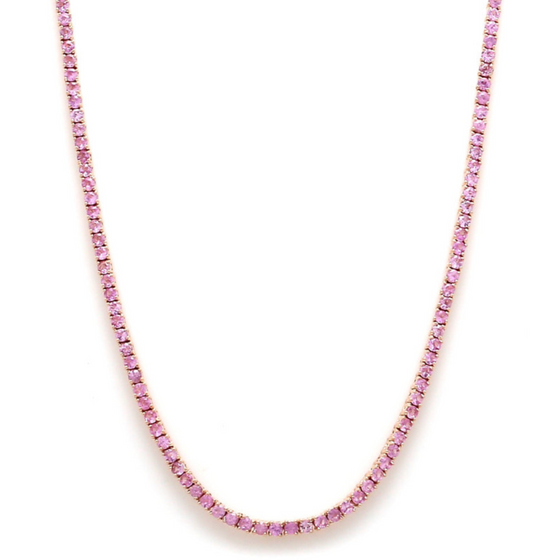 PINK SAPPHIRE TENNIS NECKLACE | EVERYDAY NECKLACE