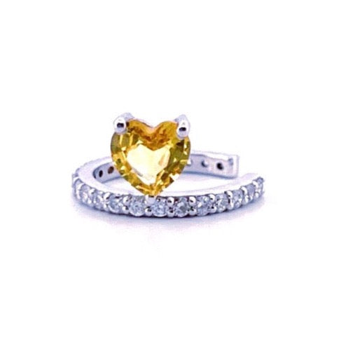 YELLOW CANDY HEART & DIAMOND EAR CUFF