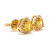 YELLOW SAPPHIRE HALO HEARTBEAT STUDS | MINI EARRINGS