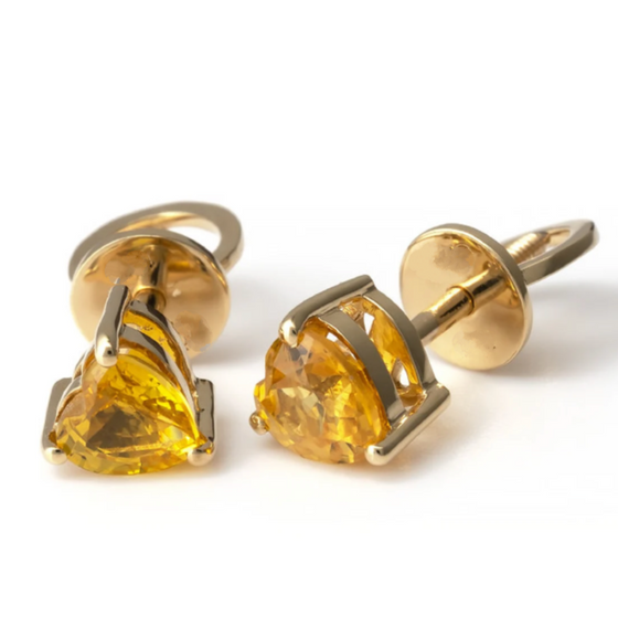 YELLOW SAPPHIRE HEARTBEAT STUDS | MICRO EARRINGS