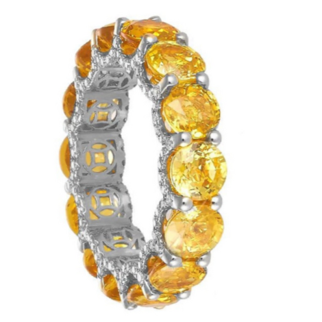 DIAMOND PEEK-A-BOO CHUNKY YELLOW SAPPHIRE ETERNAL RING